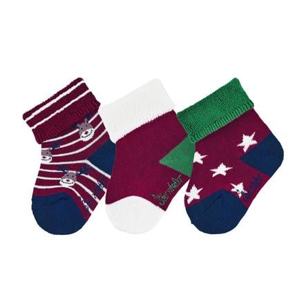 Sterntaler Dětské ponožky 3-Pack Vánoce tmavě červená