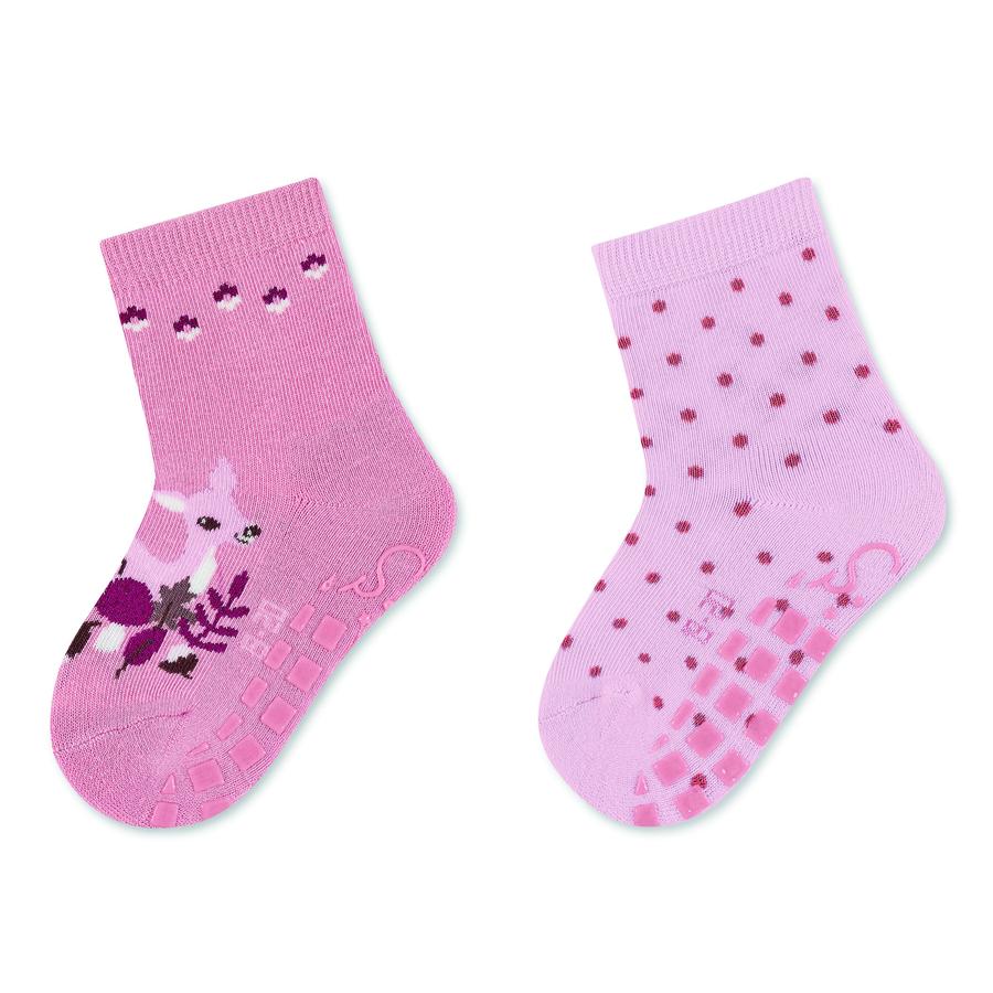Sterntaler ABS sokker dobbeltpakke med fawn og polkaprikker pink