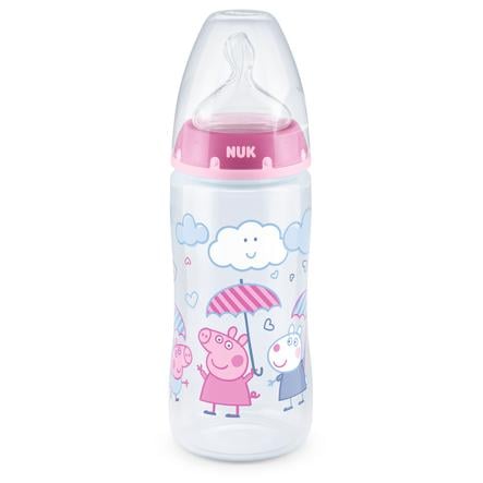 NUK Dětská láhev First Choice + Prasátko Peppa s teplotou Control , 6-18 měsíců, 300 ml, v růžové barvě.