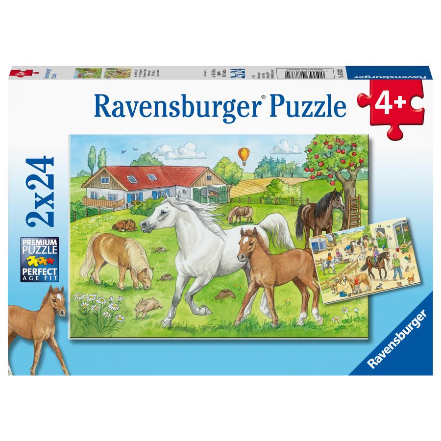Ravensburger Puzzle 2x24 på hestegården
