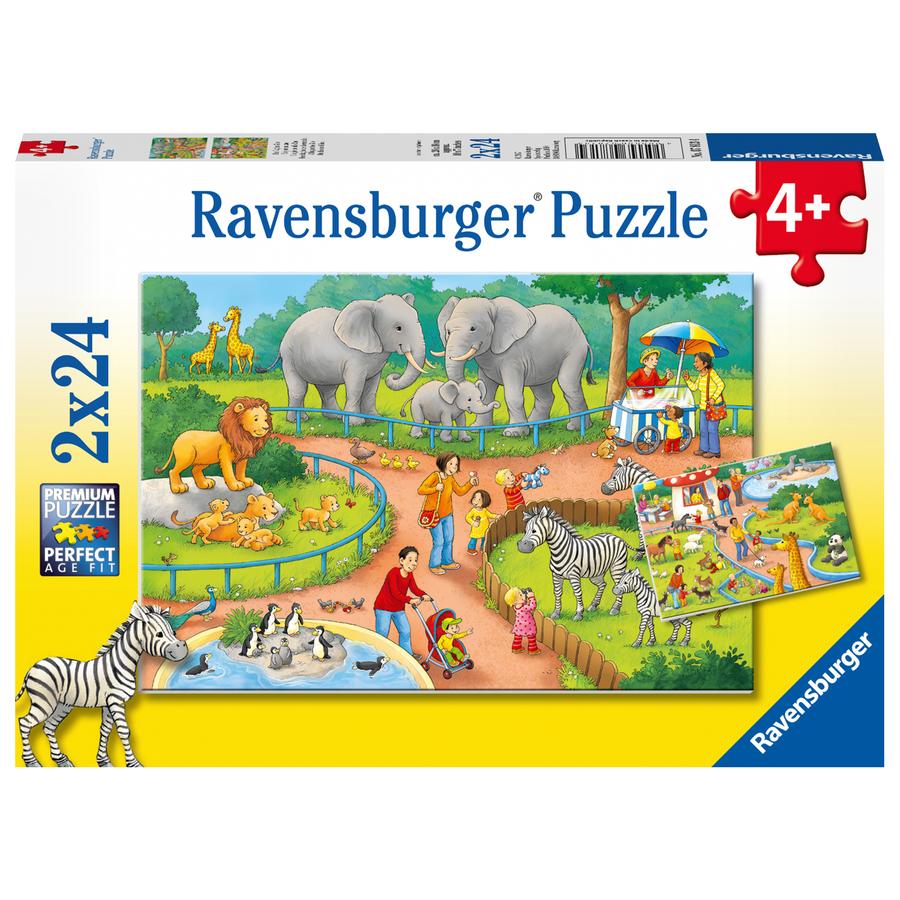 Ravensburger Puzzle 2x24 - En dag i djurparken