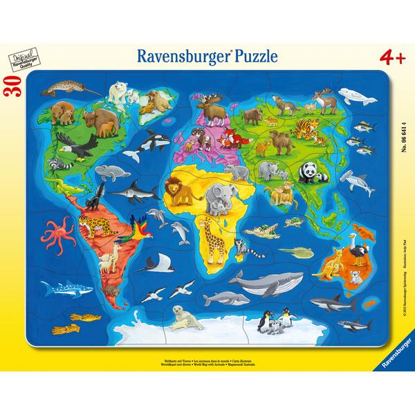 Ravensburger Pussel världskarta med djur