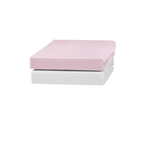 urra Jersey Spannbettlaken 2er-Pack 40 x 90 cm weiß/rosa
