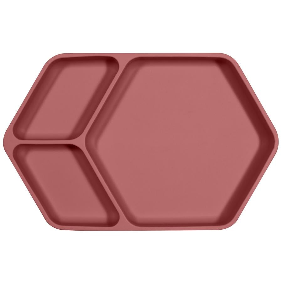 KINDSGUT Assiette enfant silicone, hexagonale rose
