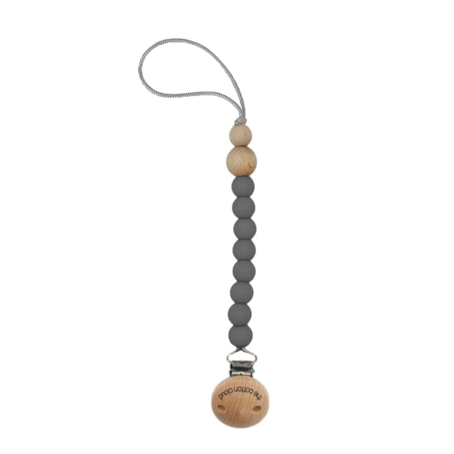 The Cotton Cloud Silicone Pacifier Chain Round Charcoal 