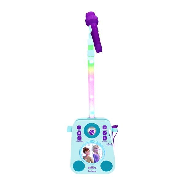 LEXIBOOK Disney Die Eiskönigin Karaokestand mit zwei Mikrofonen und Licht und Soundeffekte