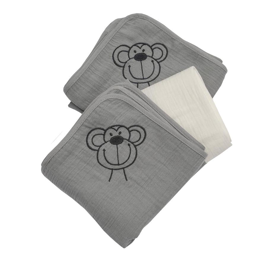 Be Be 's Collection muslin gasbind bleie 3-pakks ape grå 60 x 60 cm