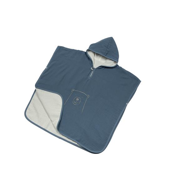 Be Be 's Collection mousseline badponcho donkerblauw 2-5 jaar