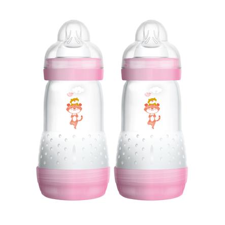 MAM Babyflasche Easy Start Anti-Colic 260 ml, Tiger 2 Stück rosa