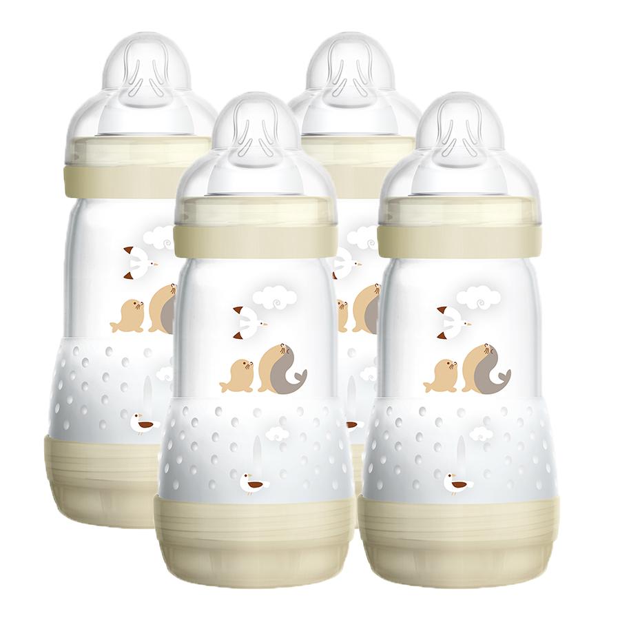 MAM Babyflasche Easy Start™ Anti-Colic 260 ml, Robbe 4 Stück beige