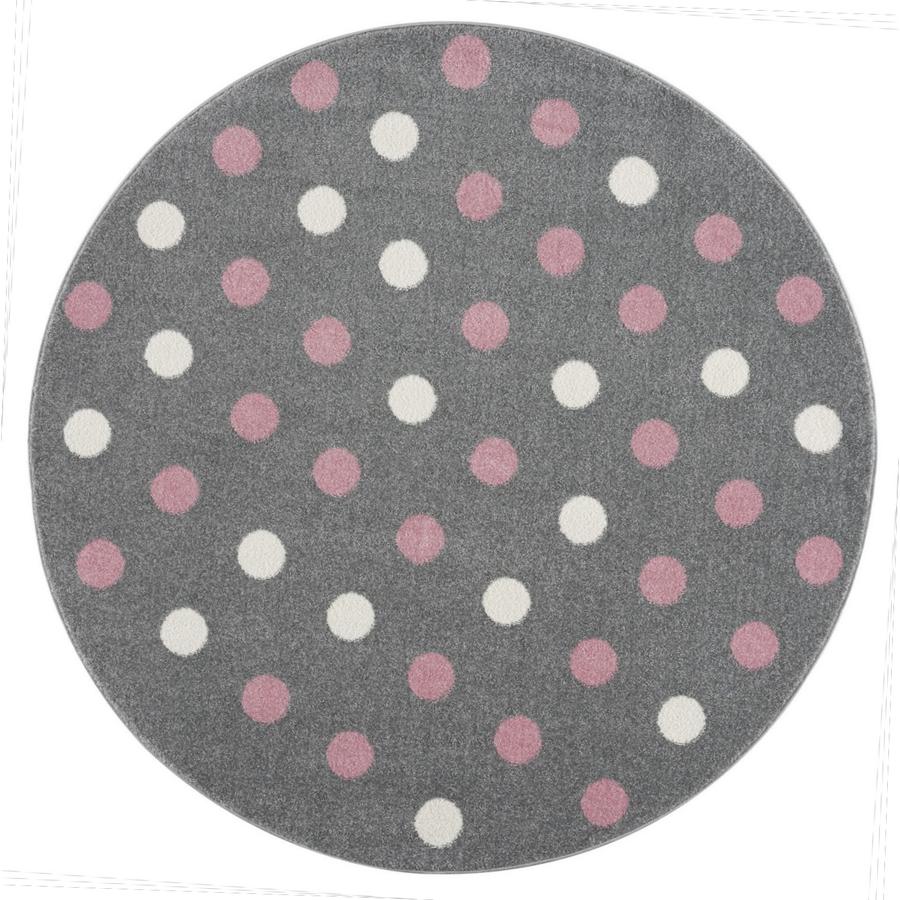 LIVONE Happy Rugs Lasten matto BUBBLE S pyöreä harmaa vaaleanpunainen 133 cm