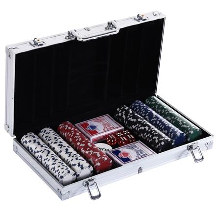 HOMCOM Pokerkoffer mit 300 Chips silber
