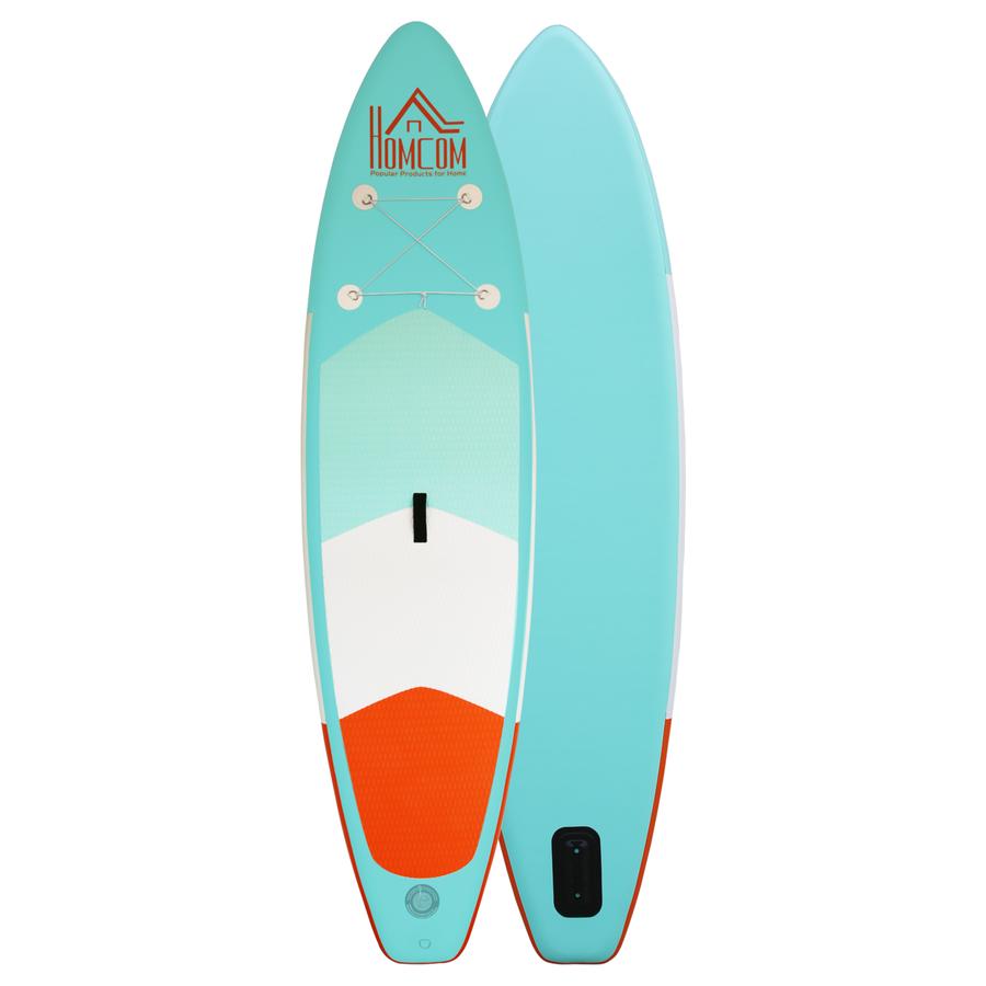 HOMCOM Aufblasbares Surfbrett mit Paddel grün, orange, weiß