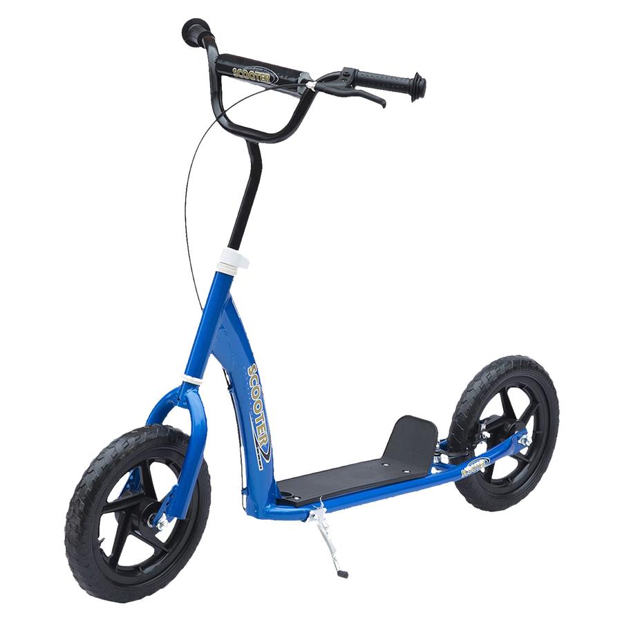 HOMCOM Kinderroller Anti-Rutsch Trittfläche, Metallfahrradständer zum Parken, blau