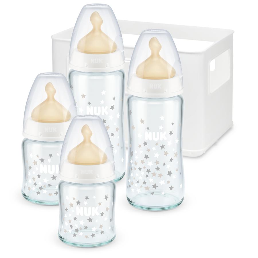 NUK glassflasker startsett førstevalg ?, latekssmokker fra fødselen, temperaturkontrollstjerner 