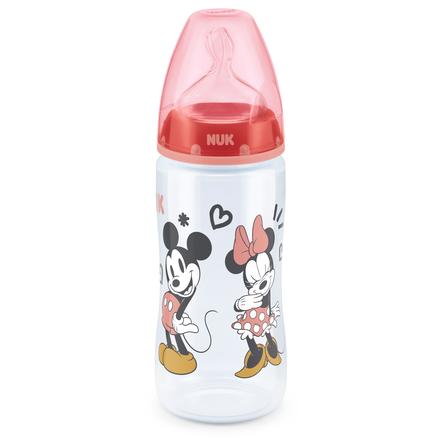 NUK Biberon First Choice + Disney Minnie Mouse 300 ml,Temperature Control rouge