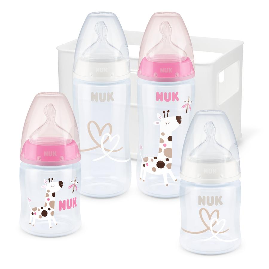 NUK Starter Set First Choice Temperaturkontroll , fra fødselen rosa/hvit