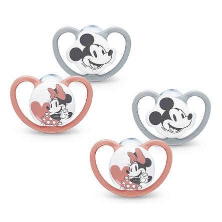 NUK Ciuccio Space Disney "Mickey" 18-36 mesi, 4 pezzi in grigio/rosso