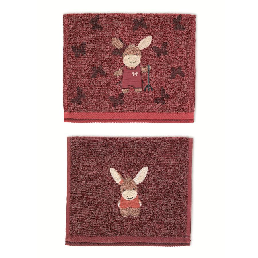 Sterntaler Ręcznik dziecięcy dwupak Emmily ciemnoczerwony 50 x 30 cm