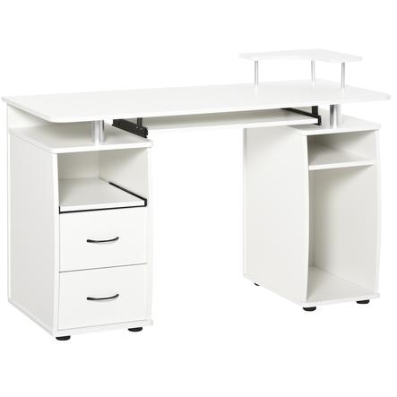 HOMCOM Computertisch mit 2 Schubladen weiß