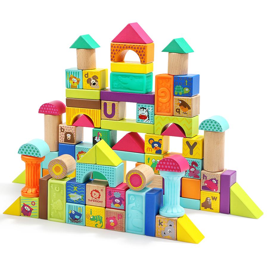 Top B right   Toys® Byggeklodssæt med træ- og bløde byggeklodser, 80 stk.