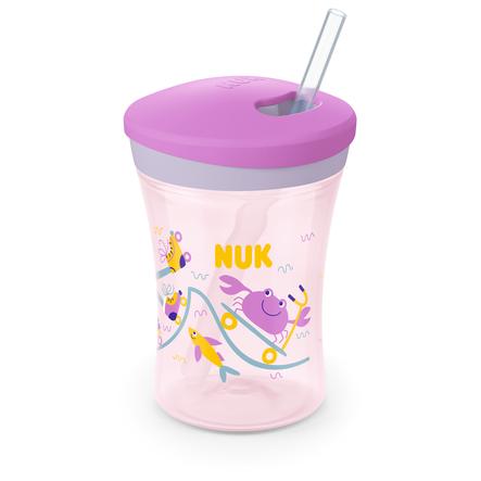 NUK Action Cup blødt drikkestrå, lækketæt fra 12 måneder lilla