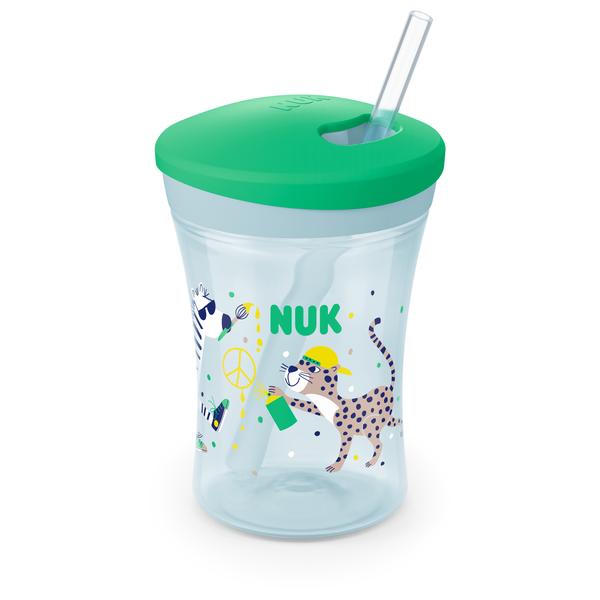 NUK Action Cup blødt sugerør, lækagesikkert fra 12 måneder grøn