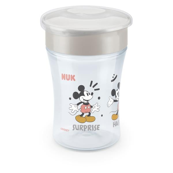 NUK Hrneček na pití Magic Hrneček Mickey Mouse s 360° okrajem na pití od 8 měsíců, 230 ml šedý
