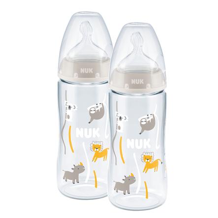 NUK Babyflasche First Choice⁺ 6-18 Monate 300 ml, mit Temperatur Control im Doppelpack beige 
