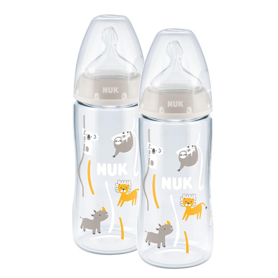 NUK Babyfles First Choice ⁺ 6-18 maanden 300 ml, met temperatuur Control in een dubbele verpakking beige 