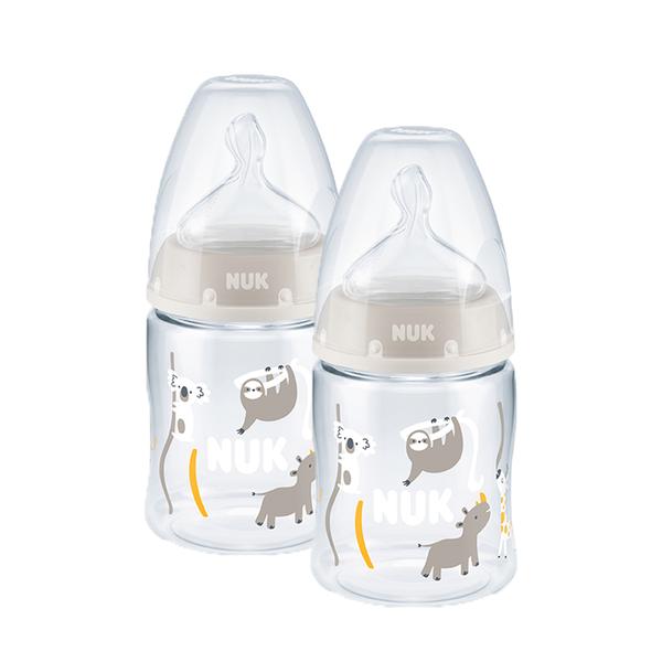 NUK Babyflasche First Choice⁺ ab der Geburt 150 ml, Temperature Control im Doppelpack beige