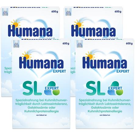 Humana Spezialnahrung SL Expert Sine Lacte bei Kuhmilchunverträglichkeit durch Laktoseintoleranz, Galaktosämie oder Kuhmilchproteinallergie 4 X 600 g von Geburt an