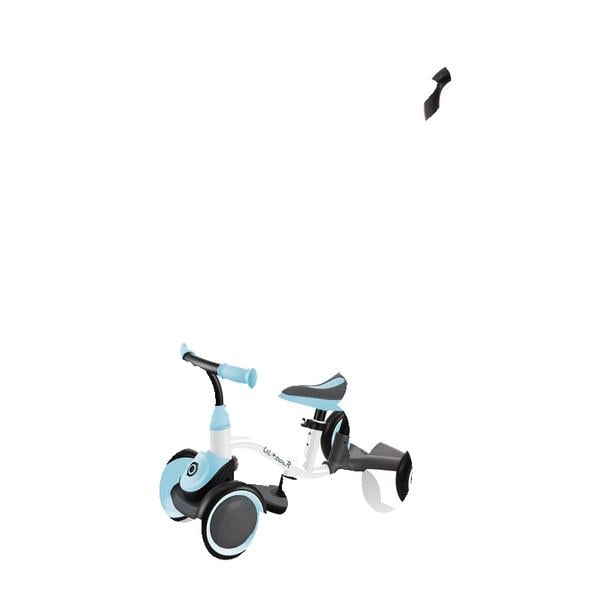 GLOBBER Vélo d'apprentissage 3en1 porteur draisienne enfant, blanc/bleu pastel