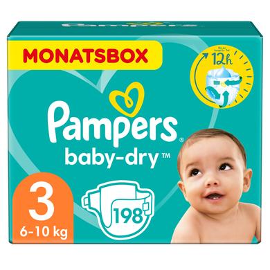 PAMPERS Pannolini Baby-Dry Taglia 3 Midi (6-10 kg) - Confezione mensile da 198 Pezzi