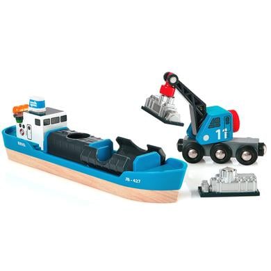 Spielzeug/Holzspielzeug: BRIO  WORLD Containerschiff mit Kranwagen 33534