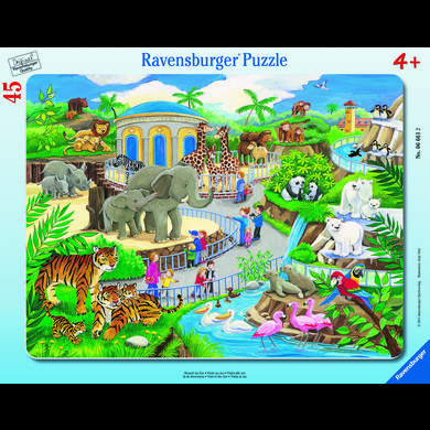 Ravensburger Rahmenpuzzle - Besuch im Zoo, 45 Teile