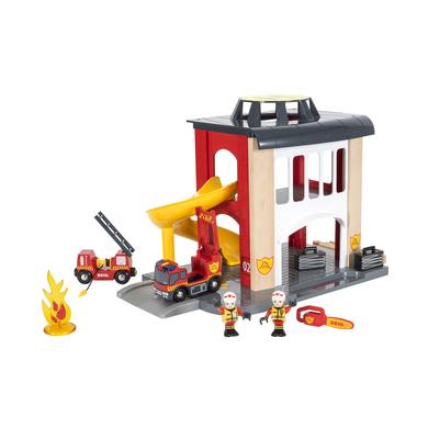 Spielzeug/Holzspielzeug: BRIO  WORLD Große Feuerwehr-Station mit Einsatzfahrzeug 33833