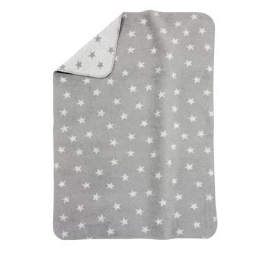 Image of ALVI Babydecke Baumwolle mit Kettelkante Sterne grau