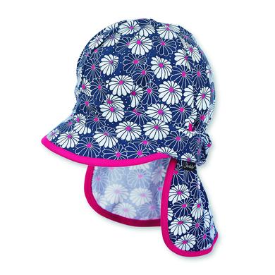 Sterntaler Girls peaked cap beskyttelse af halsen blomster marine