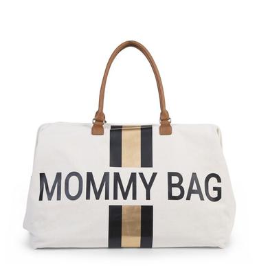 CHILDHOME  Mommy Bag Groß Canvas Beige Stripes Black / Gold - beige