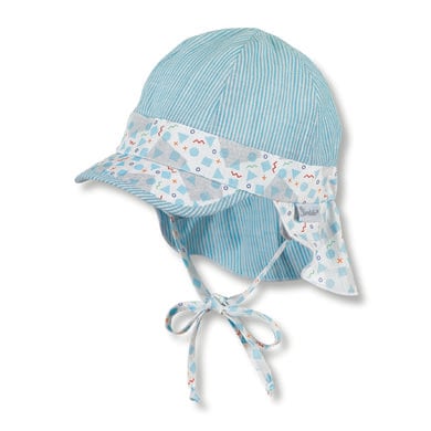Sterntaler  Schirmmütze mit Nackenschutz weiß - blau - Gr.43 cm - Mädchen