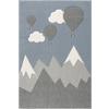 ScandicLiving teppe fjell og ballonger, sølvgrå/hvit, 120x180 cm