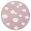 LIVONE Barnmatta Happy Rugs - Sky Cloud rosa/vit, rund 133 cm