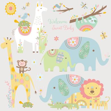 Wanddekoration - RoomMates® Wandsticker Baby Tiere  - Onlineshop Babymarkt