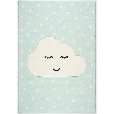 LIVONE leg og børnetæppe Kids Love Rugs Smile y Cloud, mynte / hvid, 100 x 150 c