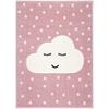 LIVONE leikki- ja lasten matto Lapset rakastavat matot Smile y Cloud, vaaleanpunainen / valkoinen, 100 x 150 cm