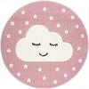 LIVONE Tapijt Kids Love Rugs Smiley Cloud rond roze/wit 160 cm