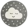 LIVONE Tapijt Kids Love Rugs Smiley Cloud rond zilvergrijs/wit 160 cm