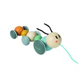 Janod Pure Pull-Along 16 pc Wooden Pastel Bee & Bear Ball Track with Cherry Wood Rollers & Bell Ages 12 Months 