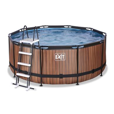 EXIT Wood Pool ø360x122cm mit Sandfilterpumpe, braun
